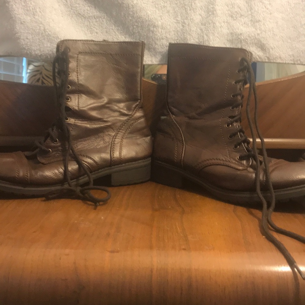 Brown combat boots